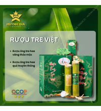 RƯỢU ỐNG TRE VIỆT HOA VÀNG THẢO MỘC 1 THÙNG 6 ỐNG 750ML